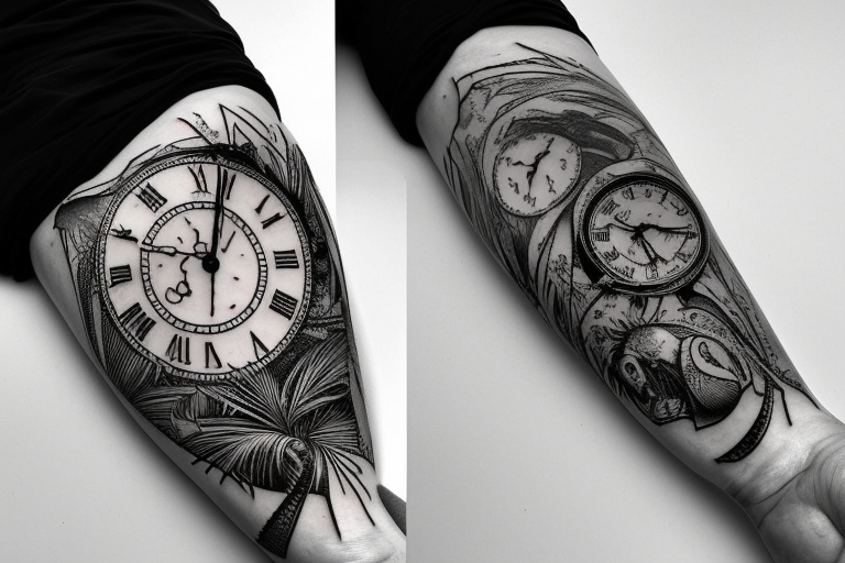 alice in wonderland broken pocket watch tattoo