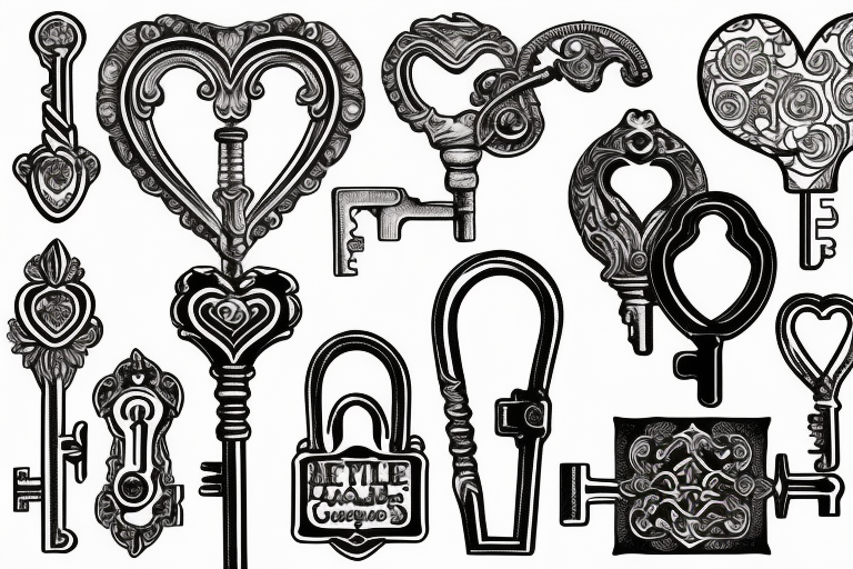 antique key and lock with the name hayley tattoo idea