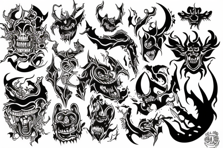 black and grey demon tattoos