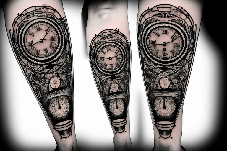 antique clock tattoo