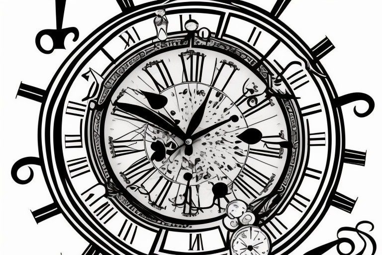 time clock tattoo design