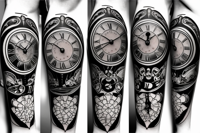 antique grandfather clock tattoo