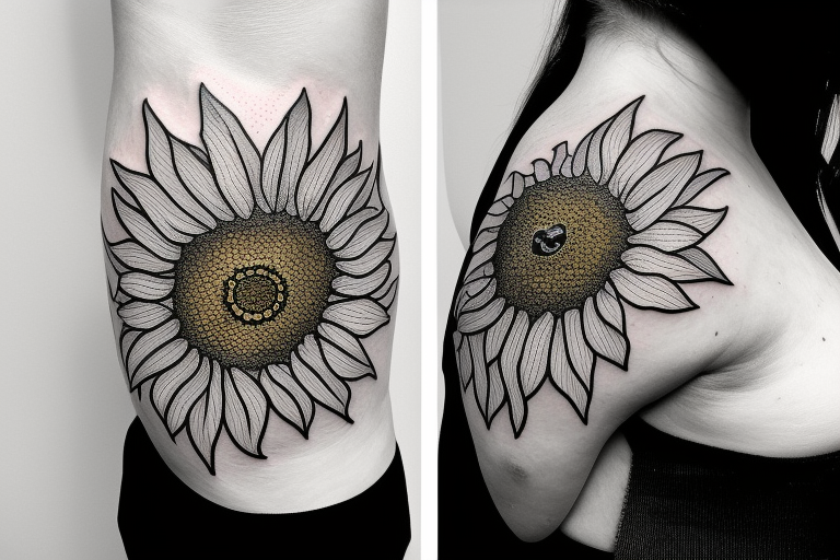 Sunflower with a bee on it tattoo idea