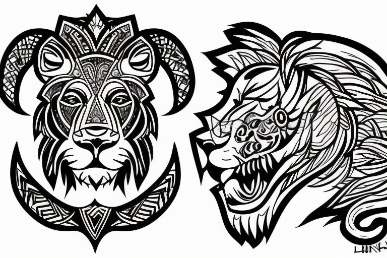 A lion and Gemini mix tattoo idea