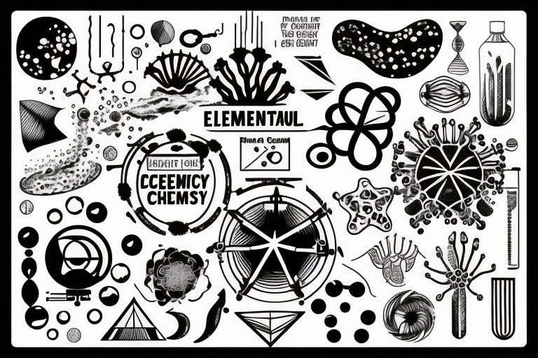 The ocean contained in chemistry and biology lab elements tattoo idea