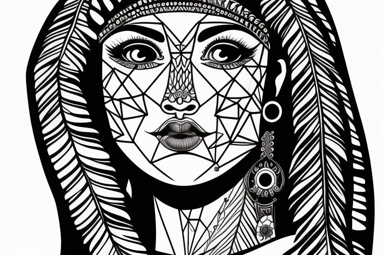 Face of a Brazilian Indian woman with a headdress to be tattooed on her forearm tattoo idea