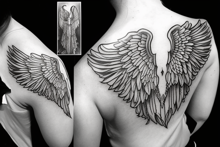 angel face with wings tattoo