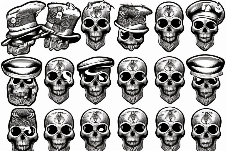skull with army beret tattoo idea