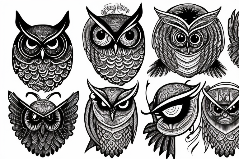 owl head tattoo simple