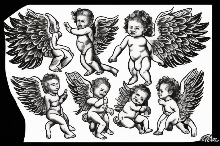 praying baby angel tattoo