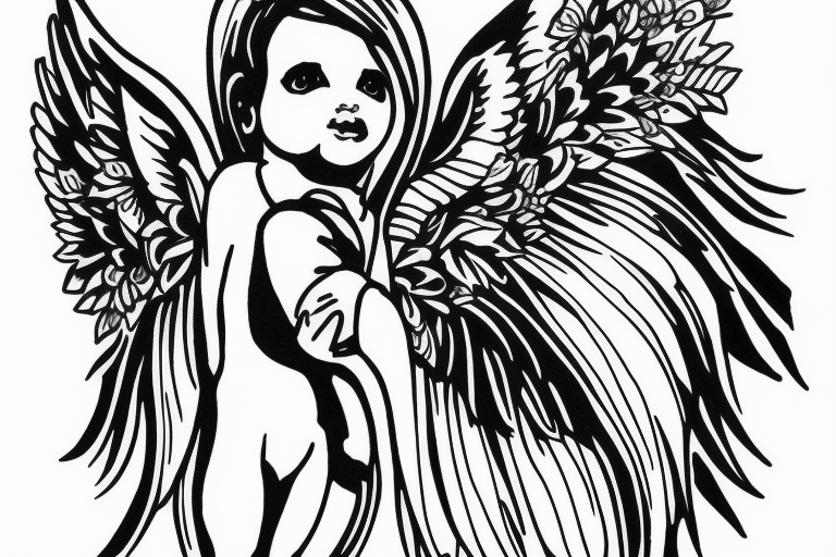 praying baby angel tattoo