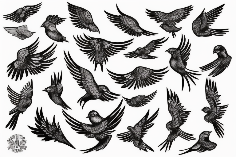 WINGED BIRD blackwork tattoo idea