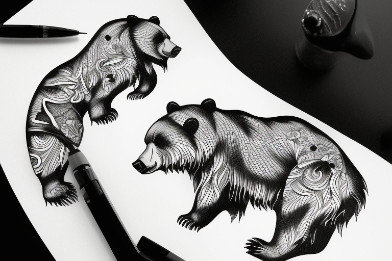 roaring bear tattoo design