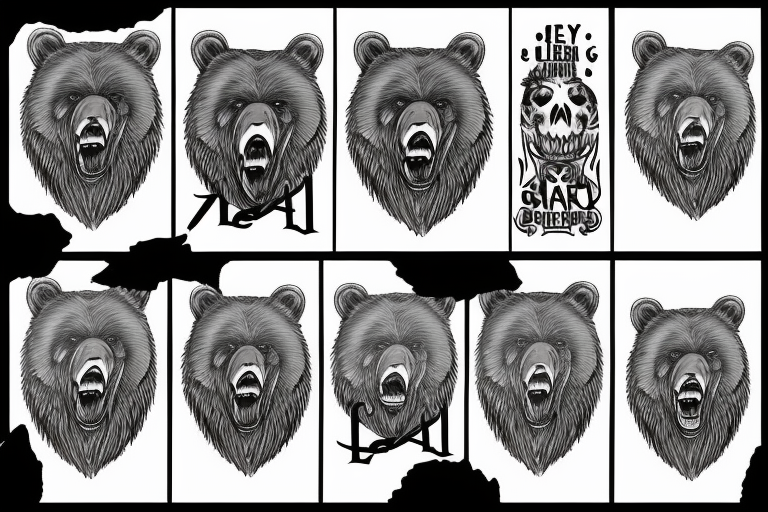 grizzly bear with sharp teeth tattoo idea