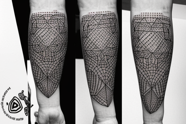 Dotwork 3D shapes forearm tattoo idea