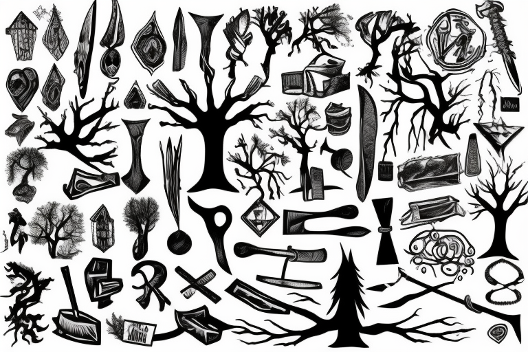Tree and axe tattoo idea