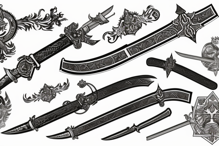 russian style sword tattoo idea