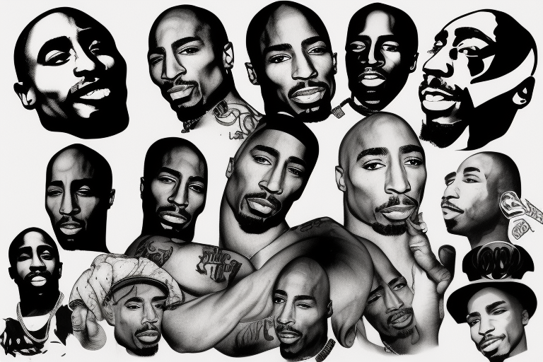 tupac shakur face like from his music covers 2pac tattoo idea