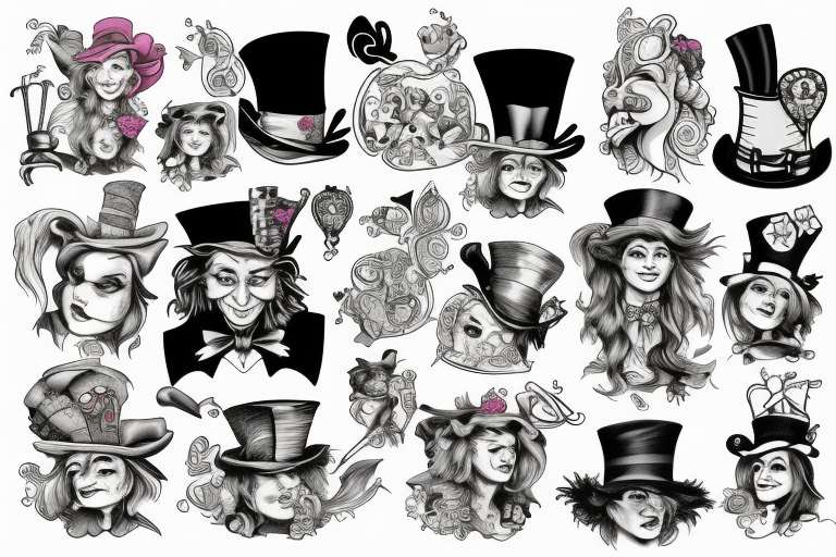 alice in wonderland mad hatter tattoo designs