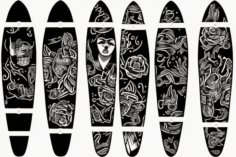 Longboard with Rest in Peace tattoo idea