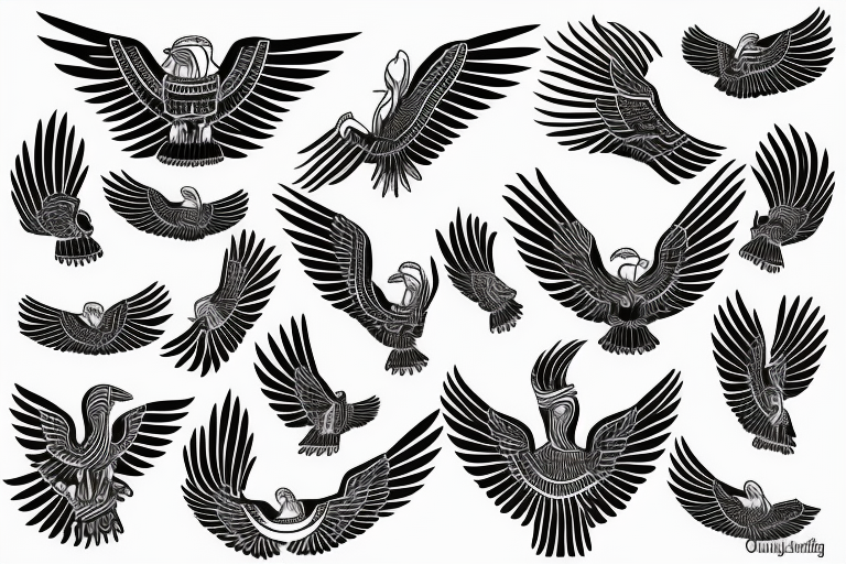 flying eagle symmetrical egyptian tattoo idea