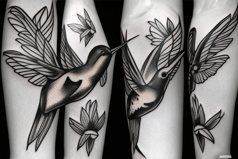 1 Hummingbird on a thorn crown tattoo idea