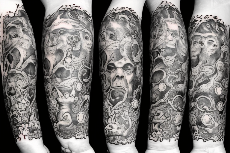 skull sleeve tattoo sketches