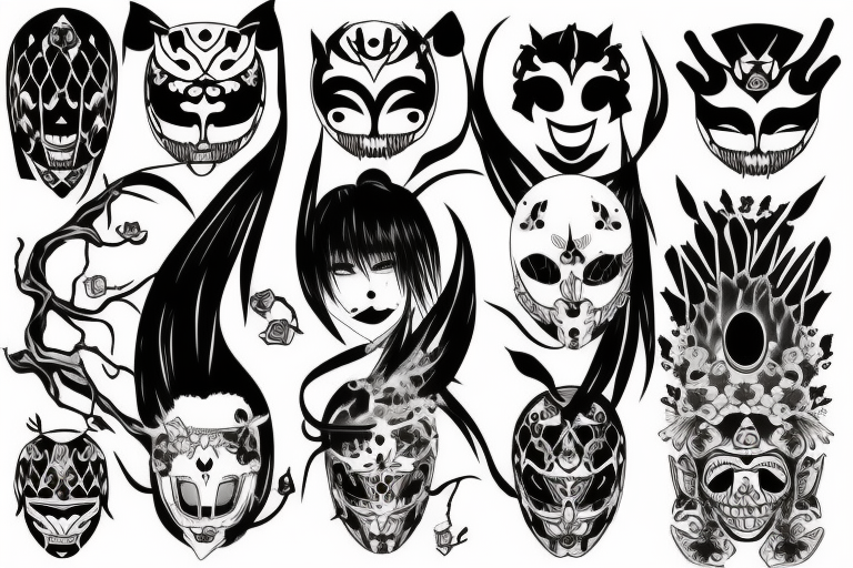 oni mask tattoo designs