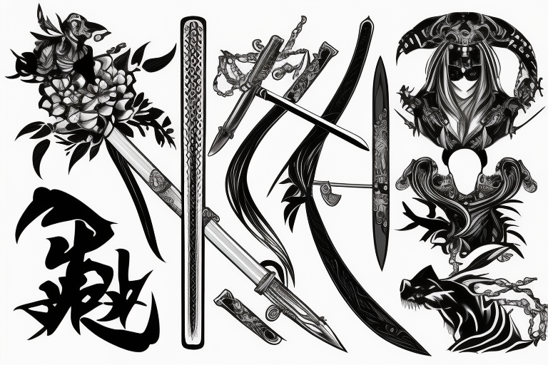 katana blade  single long tattoo idea
