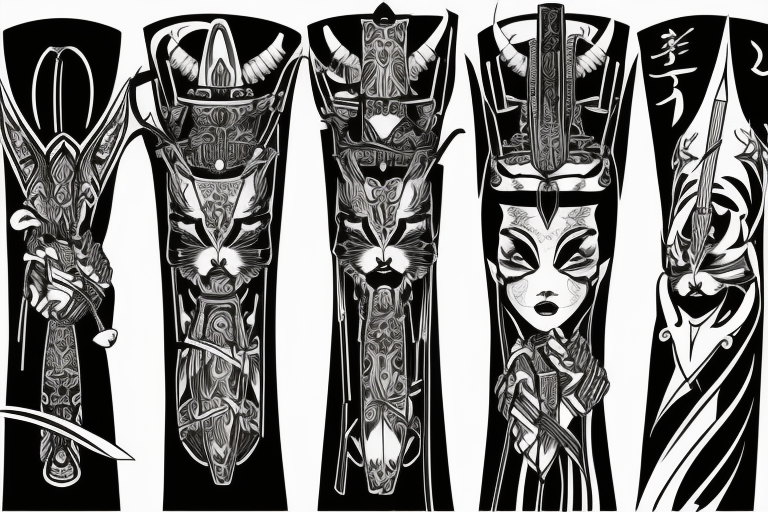 katana blade  single long tattoo idea