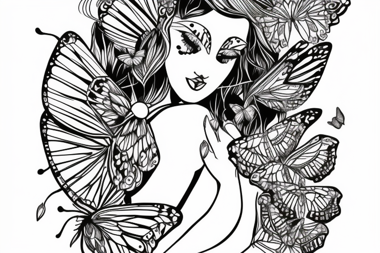 butterfly symmetrical girl tattoo idea