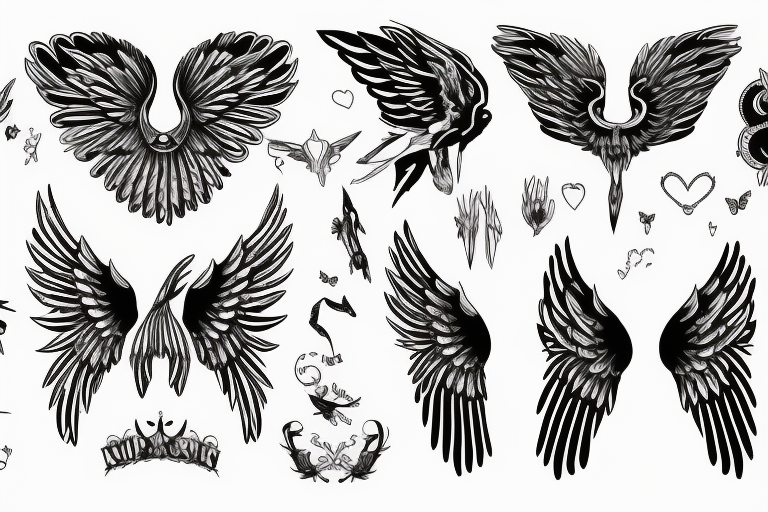 wings symmetrical girl tattoo idea