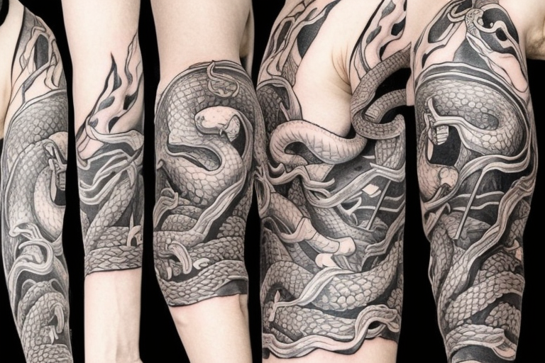 Snake Sleeve Tattoo - Temu