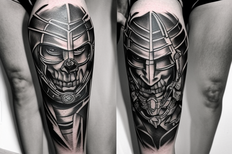 A leg sleeve of a spartan that looks tough tattoo idea