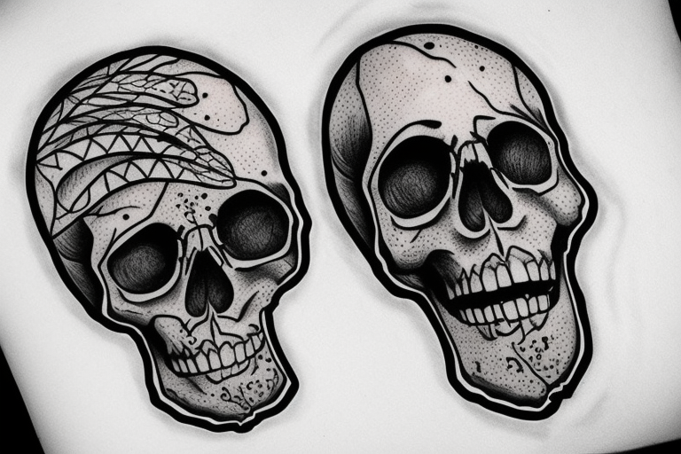 realistic skull, add hands tattoo idea