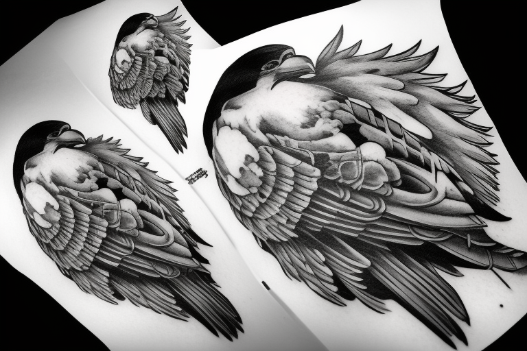 falcon with realistic clouds tattoo idea