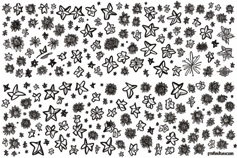 100s of tiny stars on my righr arm with some flowers and tiny music notes tattoo idea