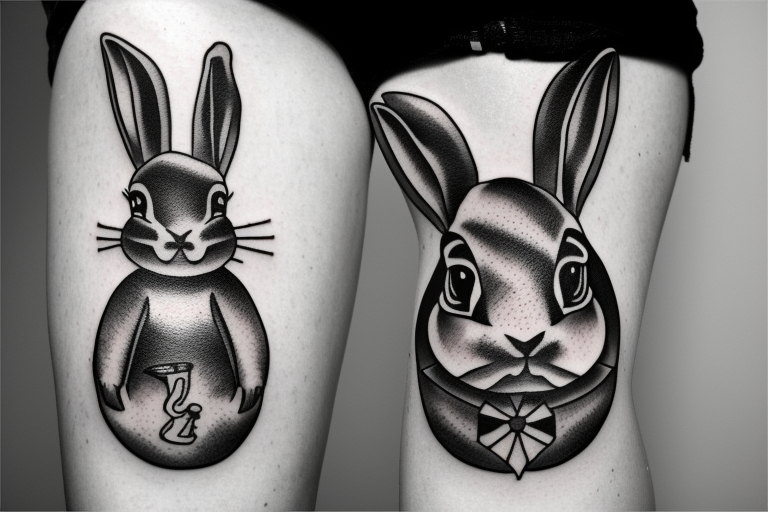 Black Sheep Tattoo Studio - Rabbit, Hare and herb Robert design done for  Rebecca a few weeks ago, thanks again! Message with enquiries . #blackwork  #linetattoo #folkart #oldways #darkartist #leek #staffordshiremoorlands # tattoo #