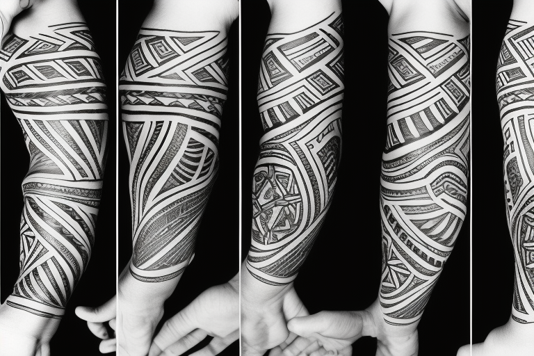 tribal nordic arm sleeve tattoo idea