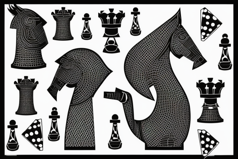 rook chess piece made of graphene tattoo idea