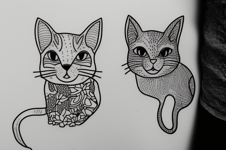 simple line drawing cat tattoo idea