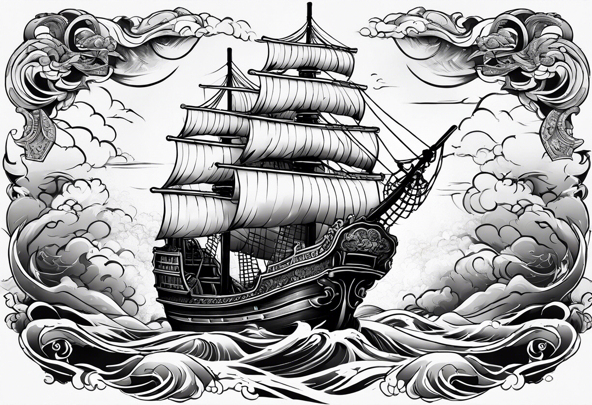 Chinese pirate ship sinking tattoo idea