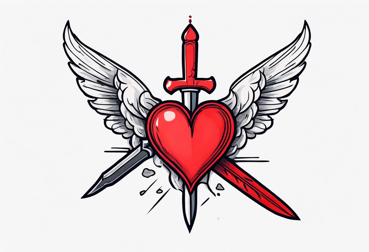 bleeding heart with a dagger and a bandaid tattoo idea