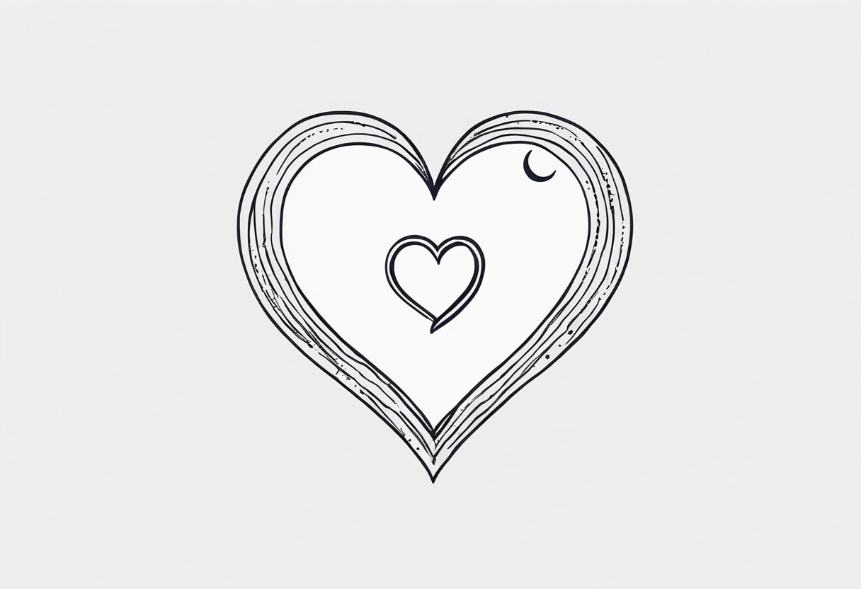 Crescent moon with a love heart inside tattoo idea