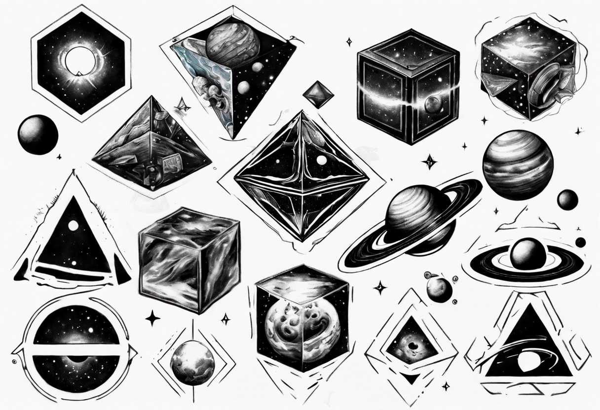 Escape black cube of saturn tattoo idea