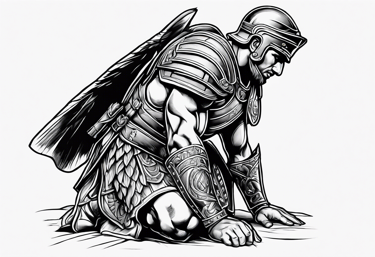 Roman soldier kneeling tattoo idea