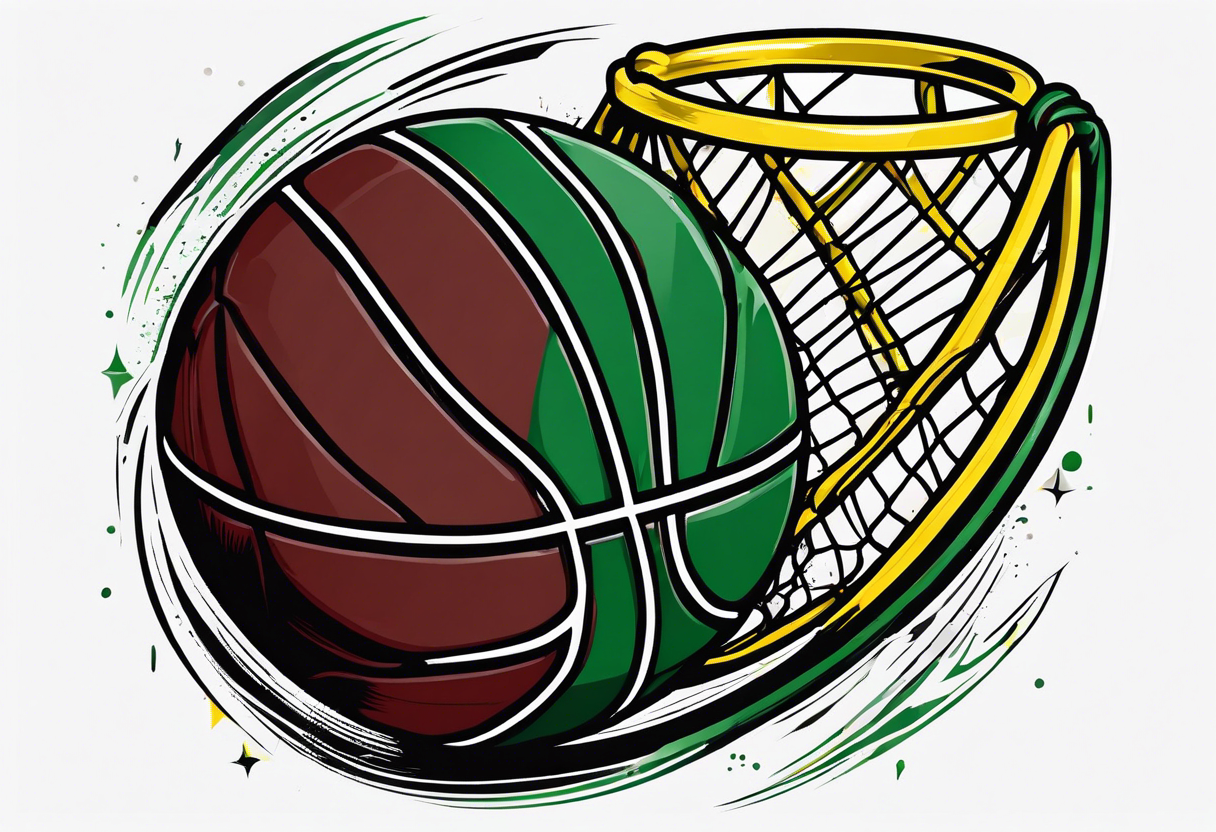 basketball number 24 with colors green, yellow, maroon and black tattoo idea