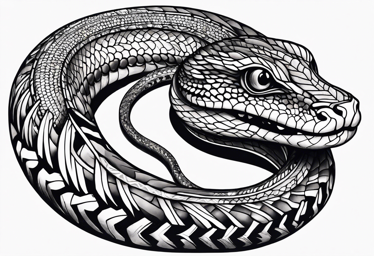 top of a snake straight line tattoo idea