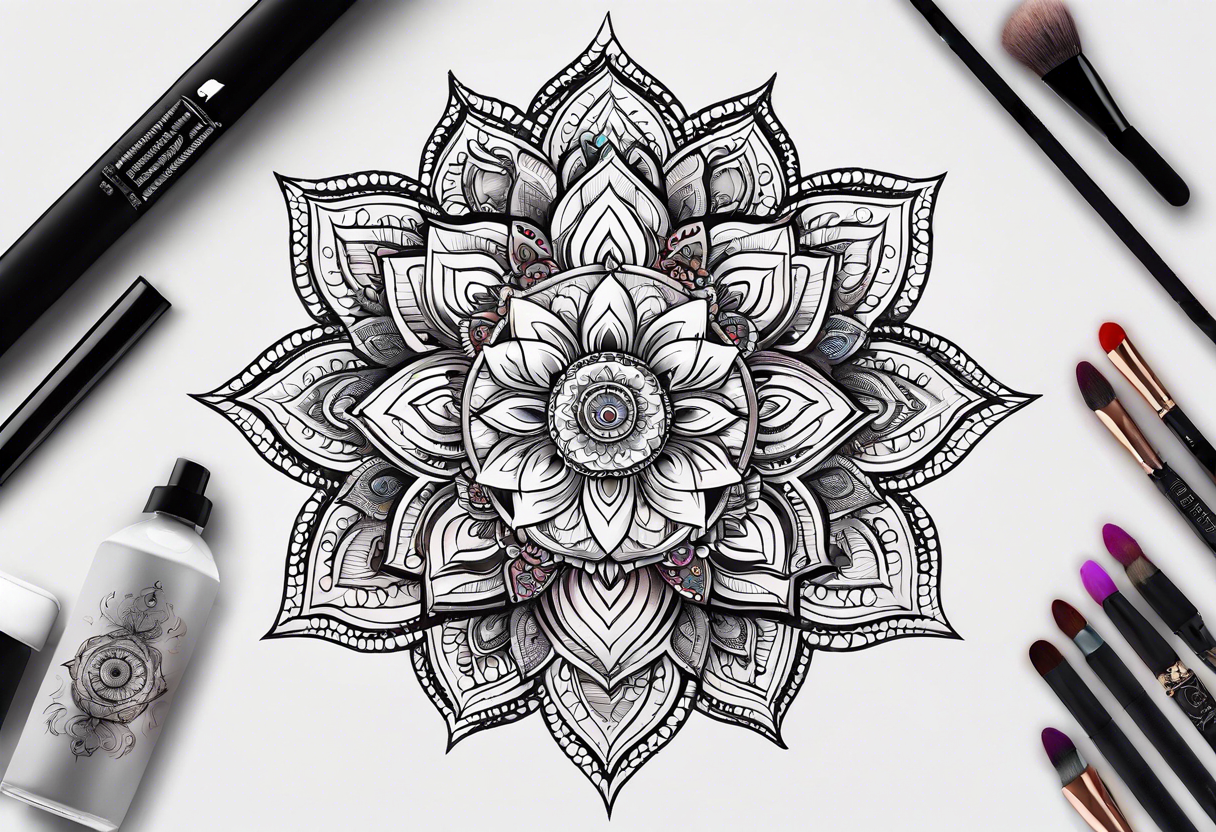 mandala lotus lace third eye tattoo idea