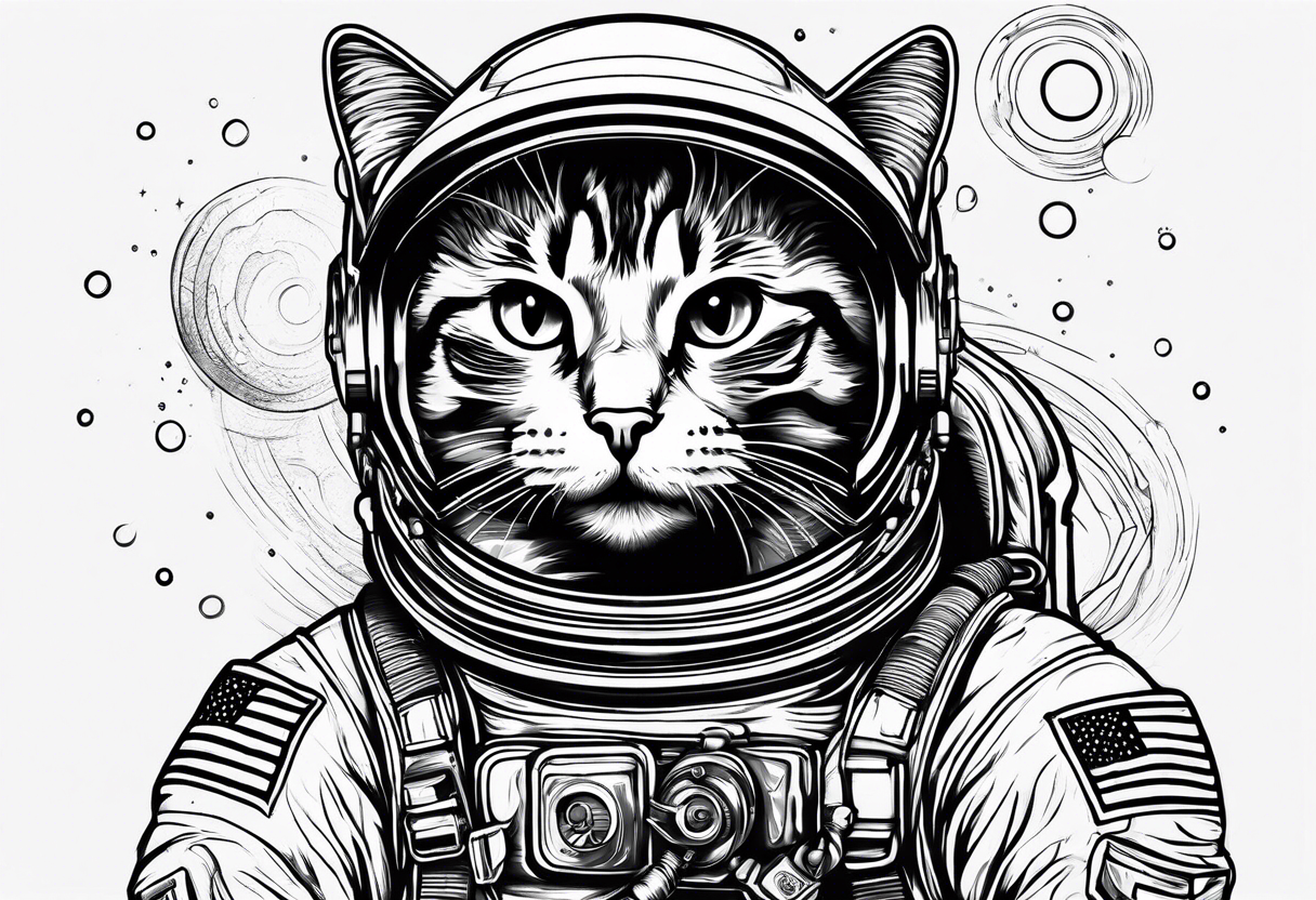 full-body astronaut cat tattoo idea